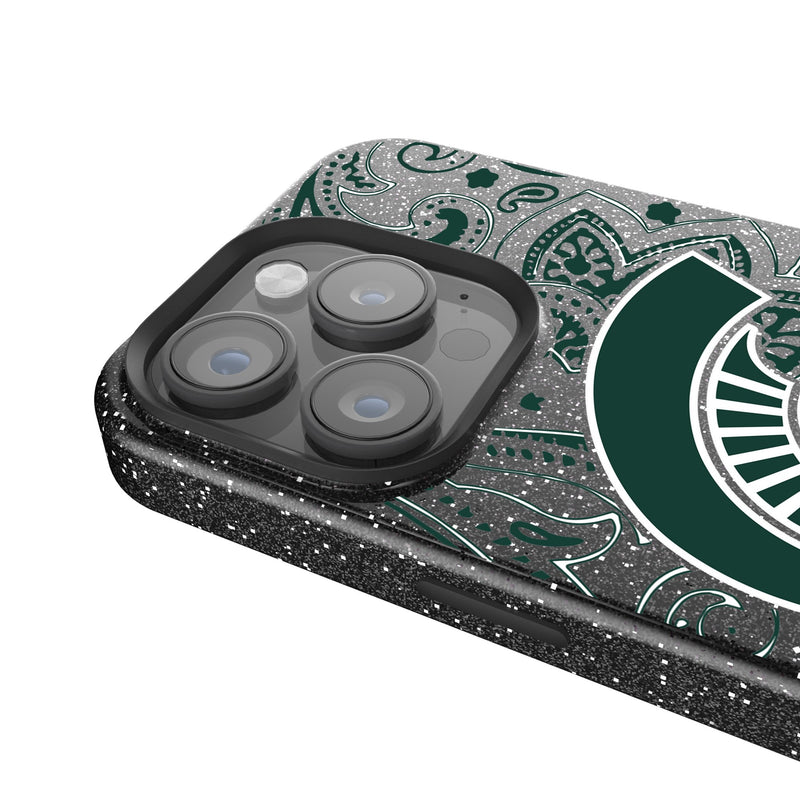 Michigan State University Spartans Paisley iPhone Bling Phone Case Detail.Jpg