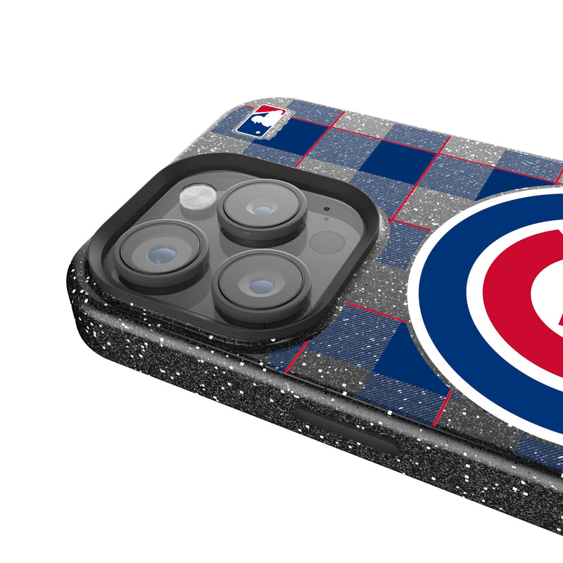 Chicago Cubs Plaid iPhone Bling Phone Case Detail.Jpg