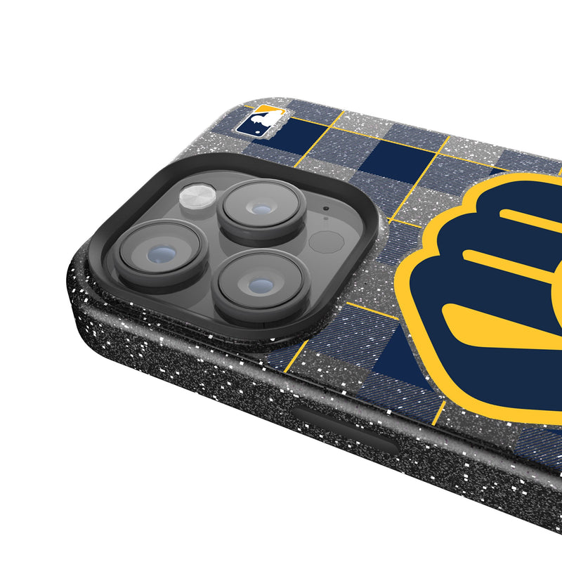 Milwaukee Brewers Plaid iPhone Bling Phone Case Detail.Jpg