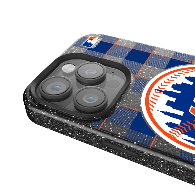 New York Mets Plaid iPhone Bling Phone Case Detail.Jpg