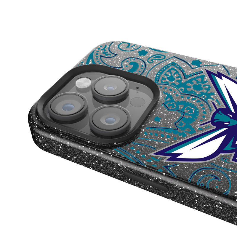 Charlotte Hornets Paisley iPhone Bling Phone Case Detail.Jpg