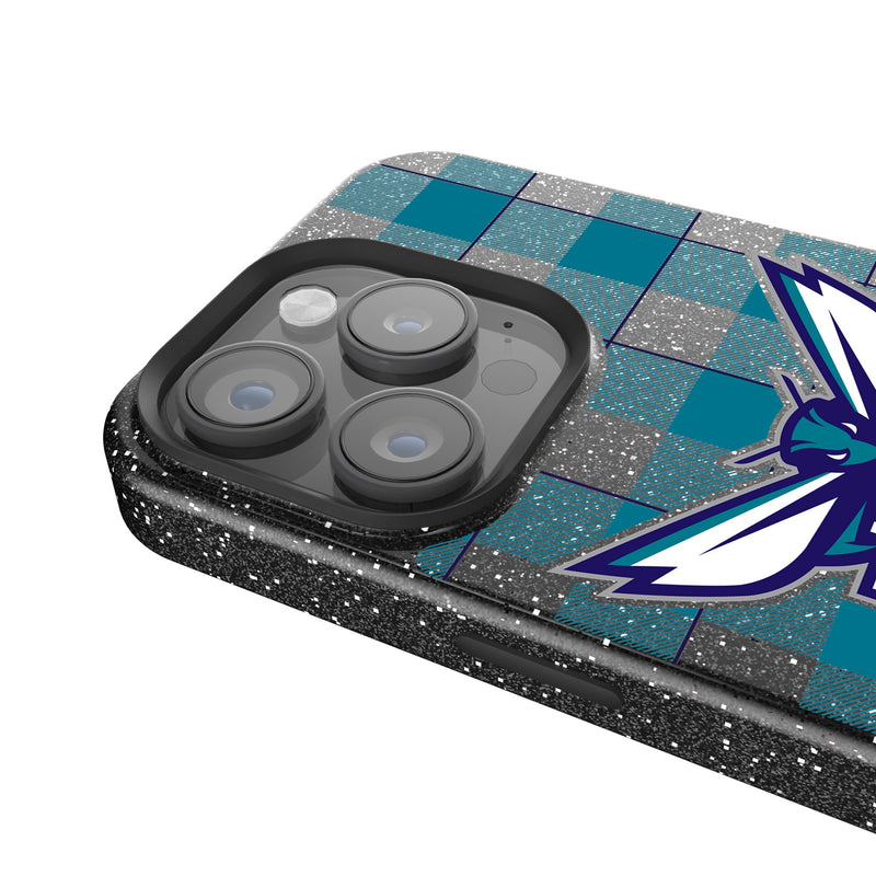 Charlotte Hornets Plaid iPhone Bling Phone Case Detail.Jpg