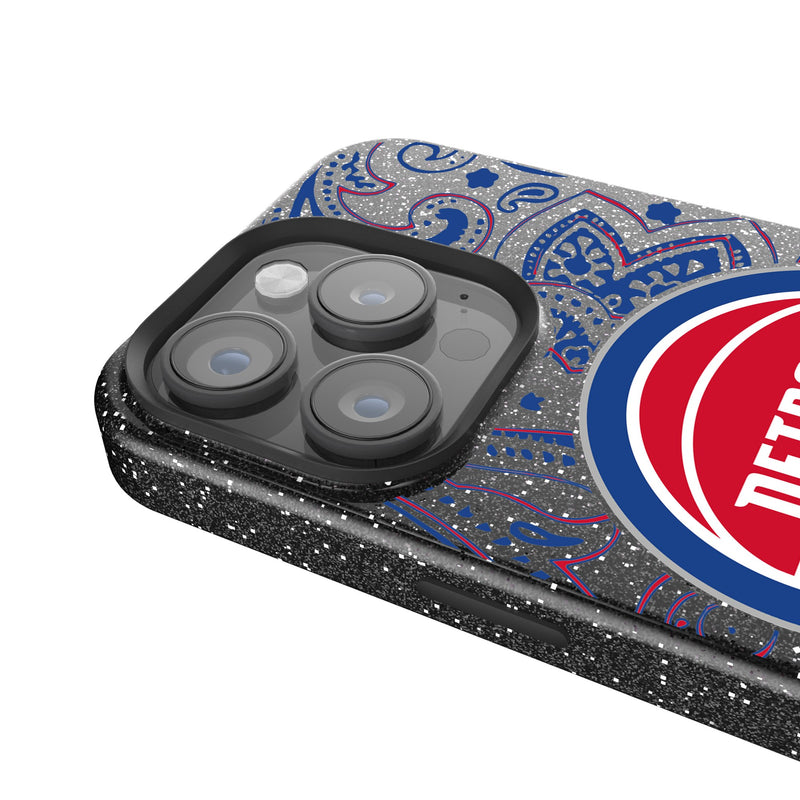 Detroit Pistons Paisley iPhone Bling Phone Case Detail.Jpg