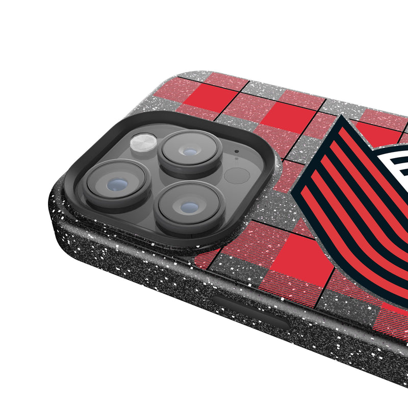 Portland Trail Blazers Plaid iPhone Bling Phone Case Detail.Jpg