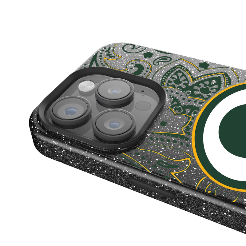 Green Bay Packers Paisley iPhone Bling Phone Case Detail.Jpg