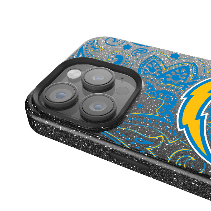 Los Angeles Chargers Paisley iPhone Bling Phone Case Detail.Jpg