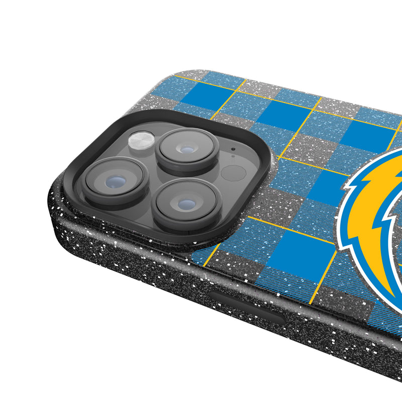 Los Angeles Chargers Plaid iPhone Bling Phone Case Detail.Jpg