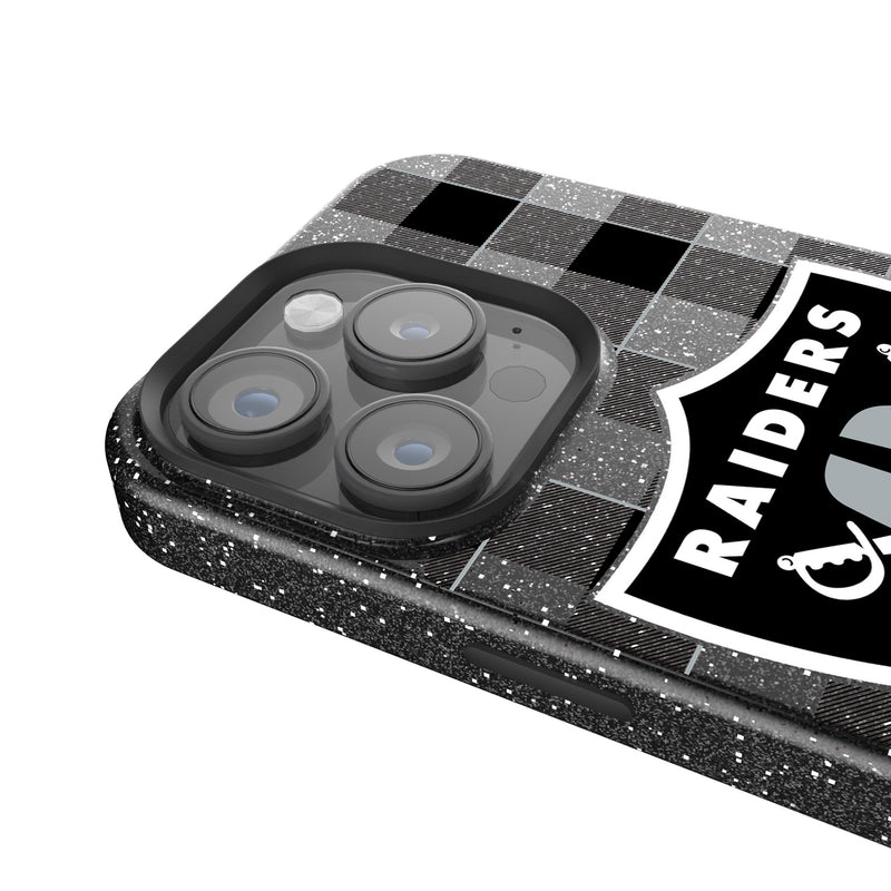 Las Vegas Raiders Plaid iPhone Bling Phone Case Detail.Jpg