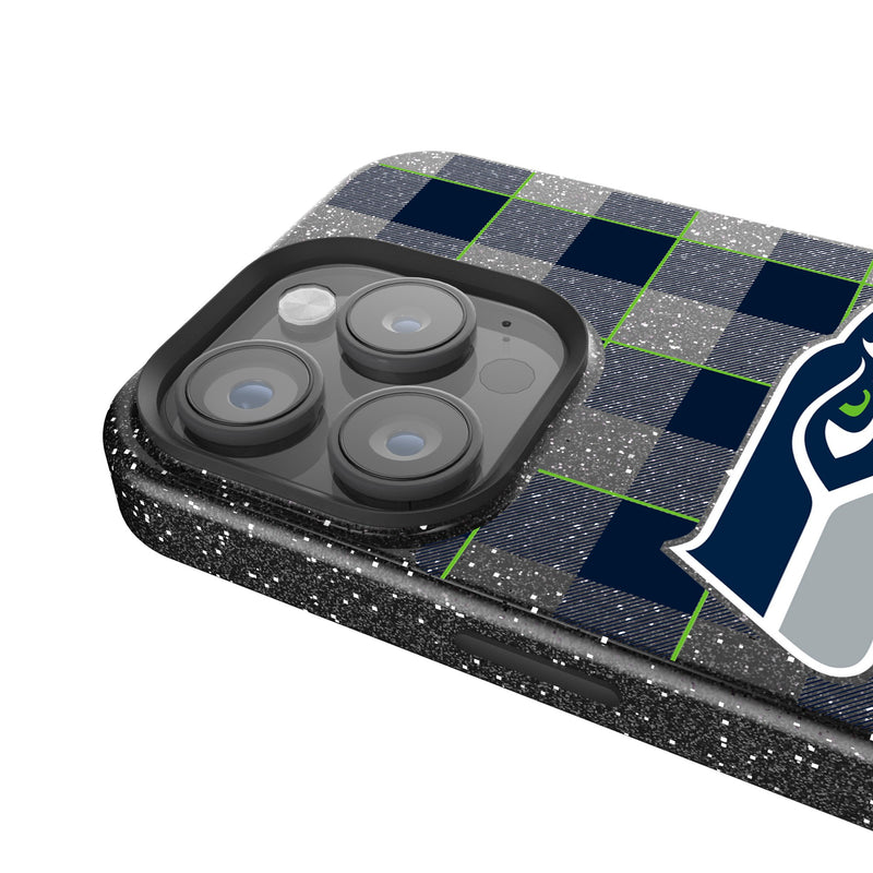 Seattle Seahawks Plaid iPhone Bling Phone Case Detail.Jpg