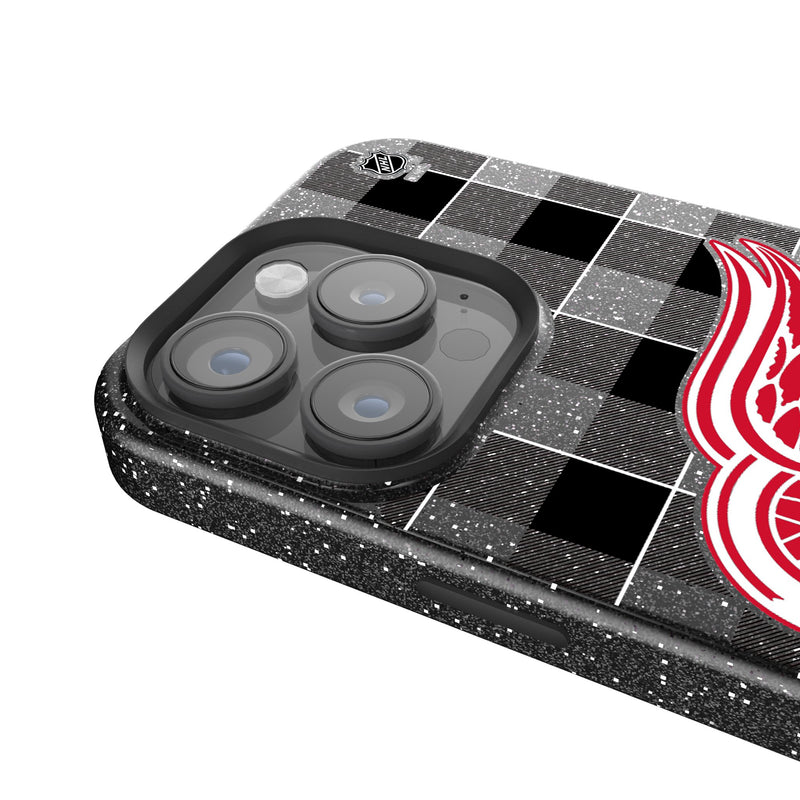 Detroit Red Wings Plaid iPhone Bling Phone Case Detail.Jpg