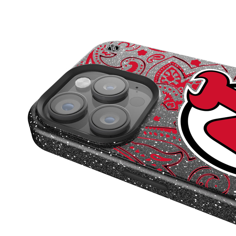 New Jersey Devils Paisley iPhone Bling Phone Case Detail.Jpg