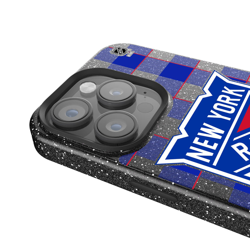 New York Rangers Plaid iPhone Bling Phone Case Detail.Jpg