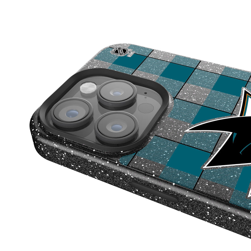 San Jose Sharks Plaid iPhone Bling Phone Case Detail.Jpg