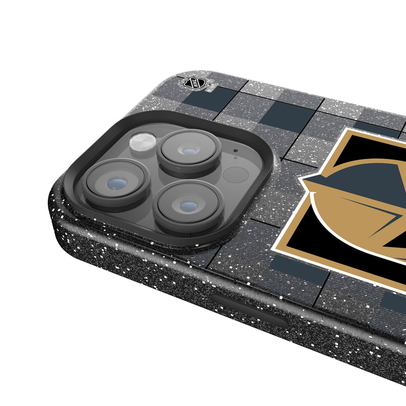 Vegas Golden Knights Plaid iPhone Bling Phone Case Detail.Jpg