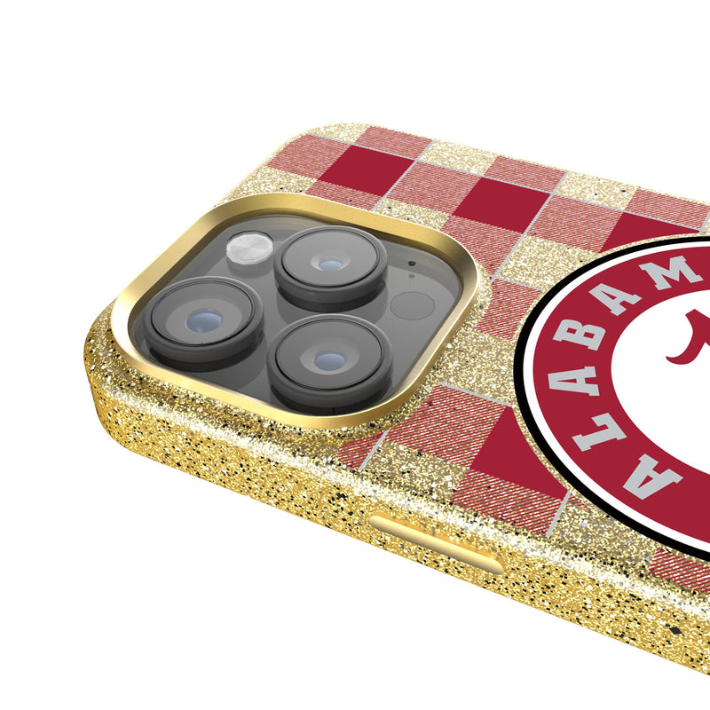 University of Alabama Crimson Tide Plaid iPhone Bling Phone Case Detail.Jpg