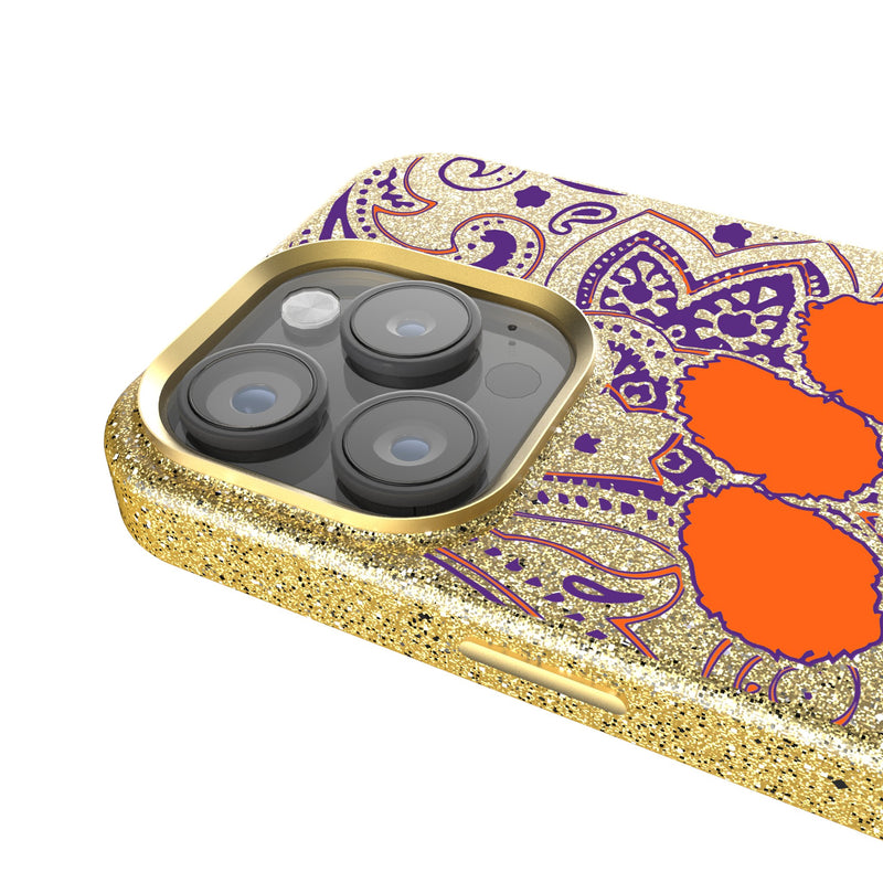 Clemson University Tigers Paisley iPhone Bling Phone Case Detail.Jpg