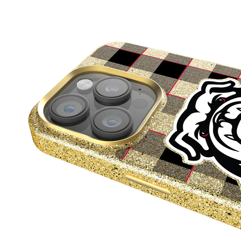 University of Georgia Bulldogs Uga Plaid iPhone Bling Phone Case Detail.Jpg