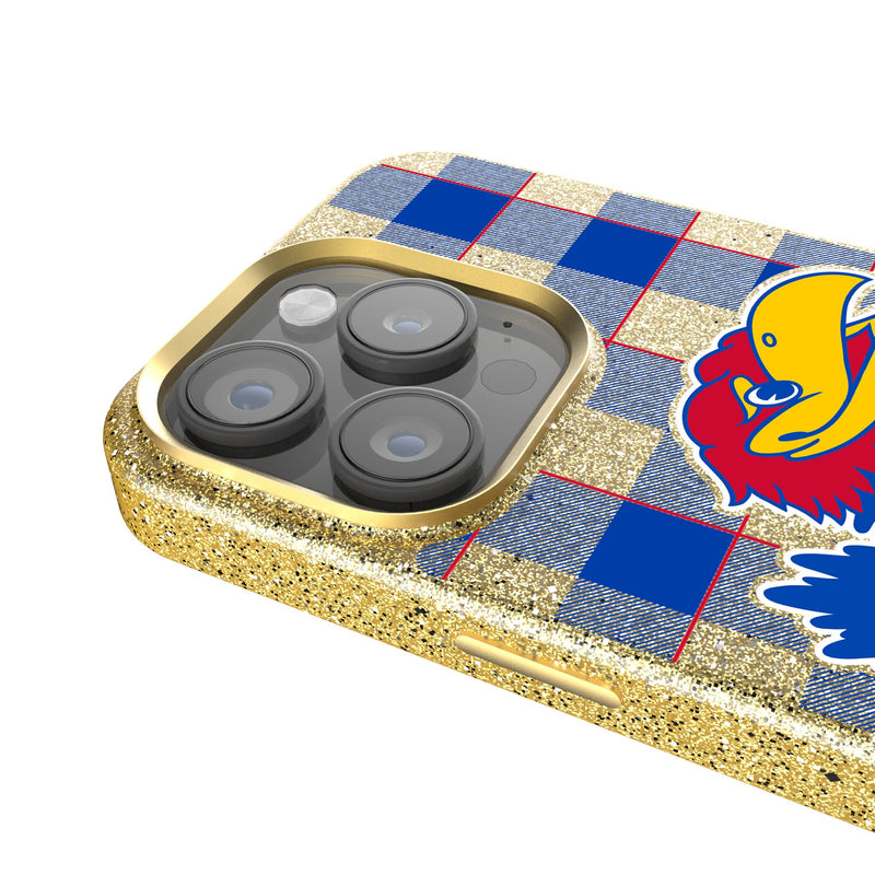 University of Kansas Jayhawks Plaid iPhone Bling Phone Case Detail.Jpg