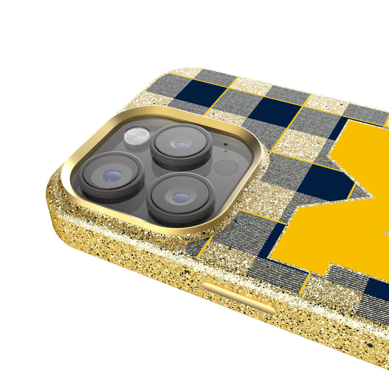 University of Michigan Wolverines Plaid iPhone Bling Phone Case Detail.Jpg