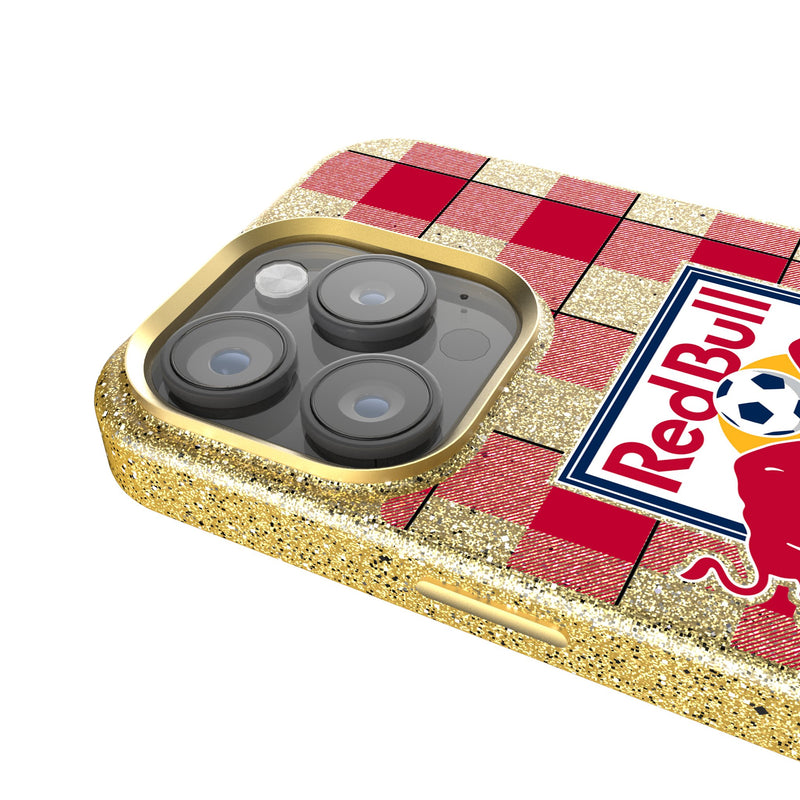 New York Red Bulls  Plaid iPhone Bling Phone Case Detail.Jpg