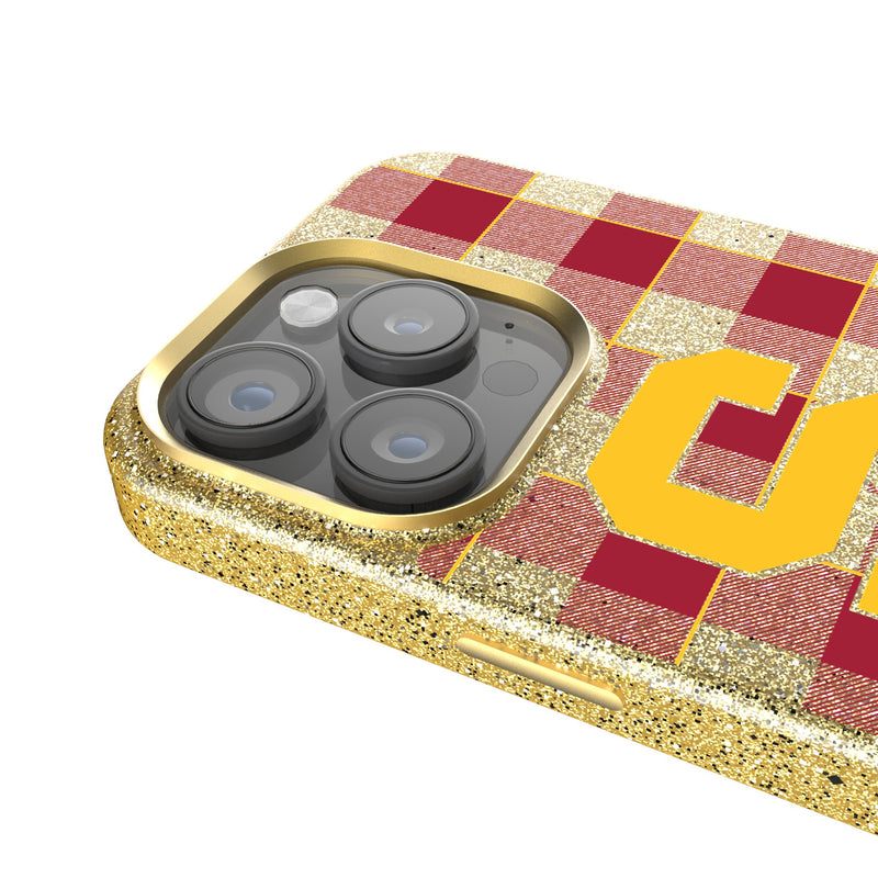 University of Southern California Trojans Plaid iPhone Bling Phone Case Detail.Jpg