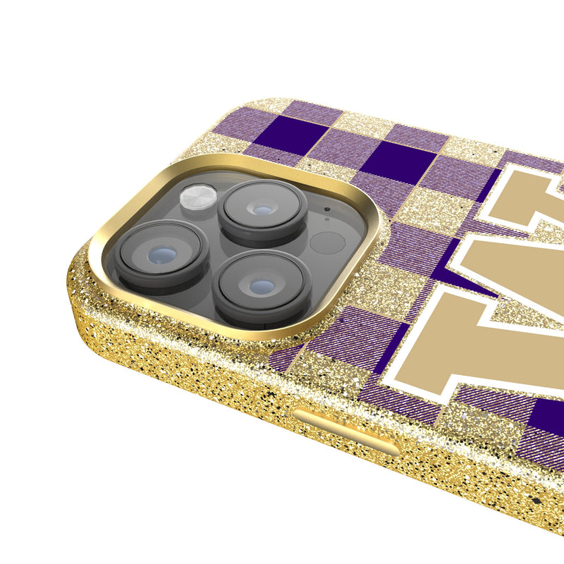 University of Washington Huskies Plaid iPhone Bling Phone Case Detail.Jpg