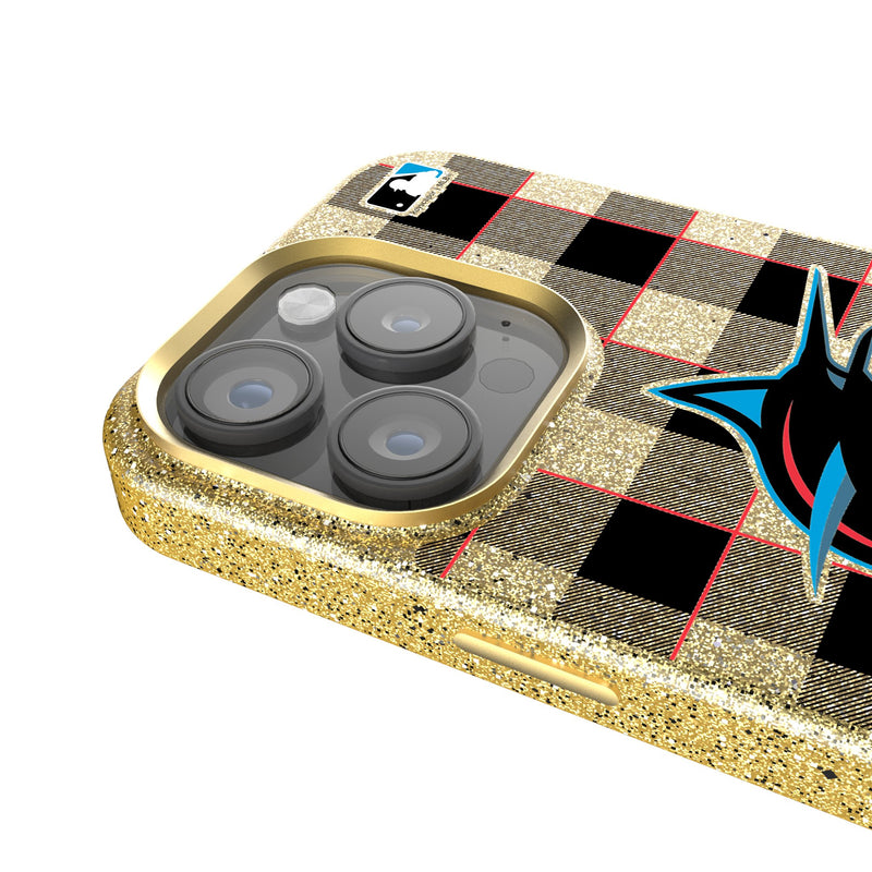 Miami Marlins Plaid iPhone Bling Phone Case Detail.Jpg