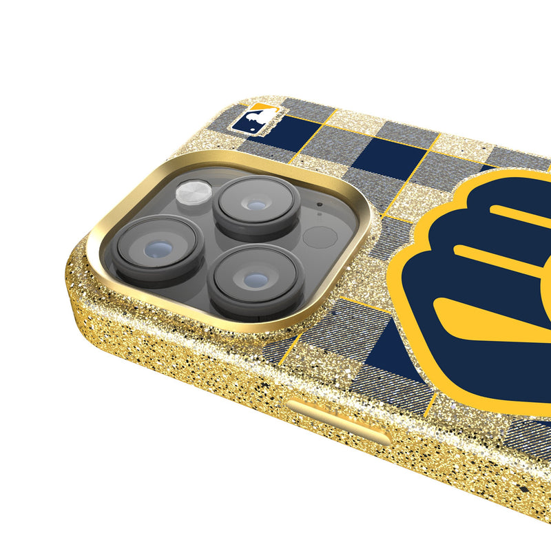 Milwaukee Brewers Plaid iPhone Bling Phone Case Detail.Jpg