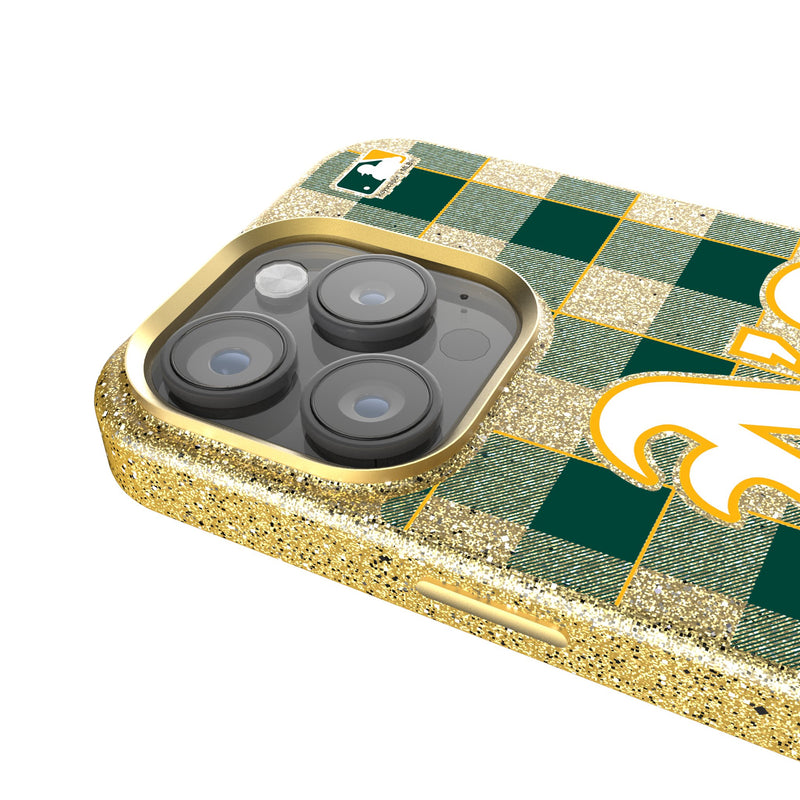 Oakland Athletics Plaid iPhone Bling Phone Case Detail.Jpg