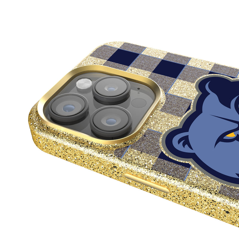 Memphis Grizzlies Plaid iPhone Bling Phone Case Detail.Jpg