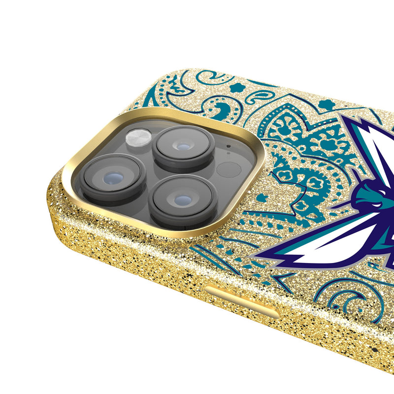 Charlotte Hornets Paisley iPhone Bling Phone Case Detail.Jpg