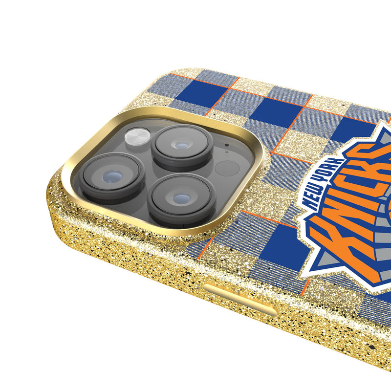 New York Knicks Plaid iPhone Bling Phone Case Detail.Jpg