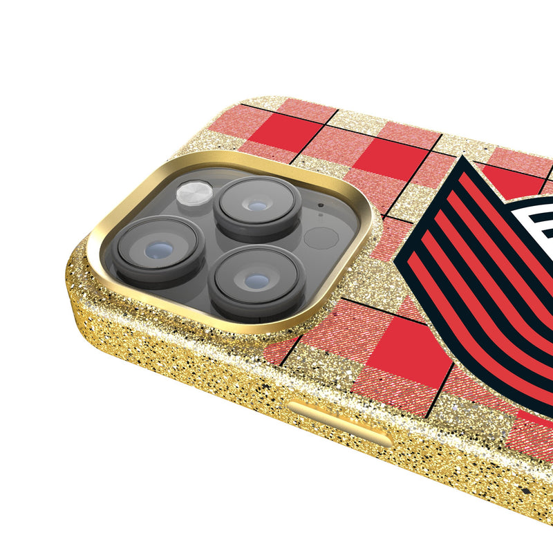 Portland Trail Blazers Plaid iPhone Bling Phone Case Detail.Jpg