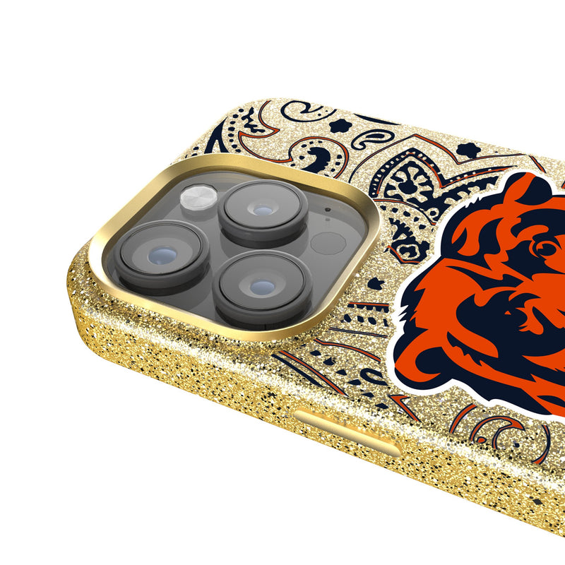 Chicago Bears Paisley iPhone Bling Phone Case Detail.Jpg