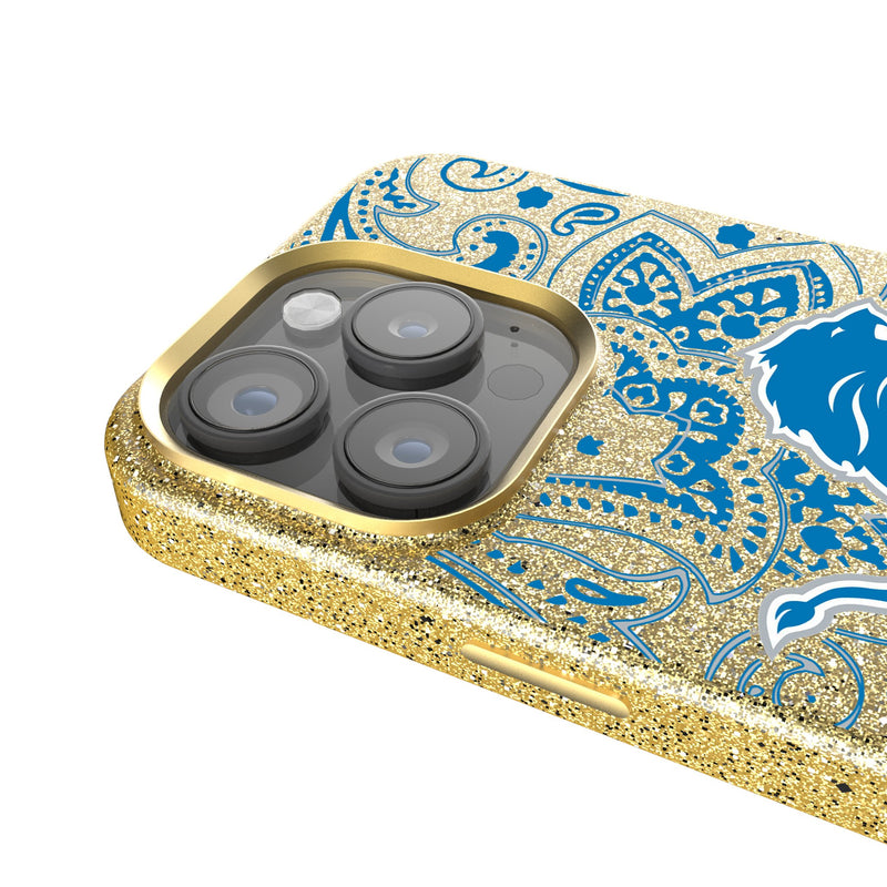 Detroit Lions Paisley iPhone Bling Phone Case Detail.Jpg