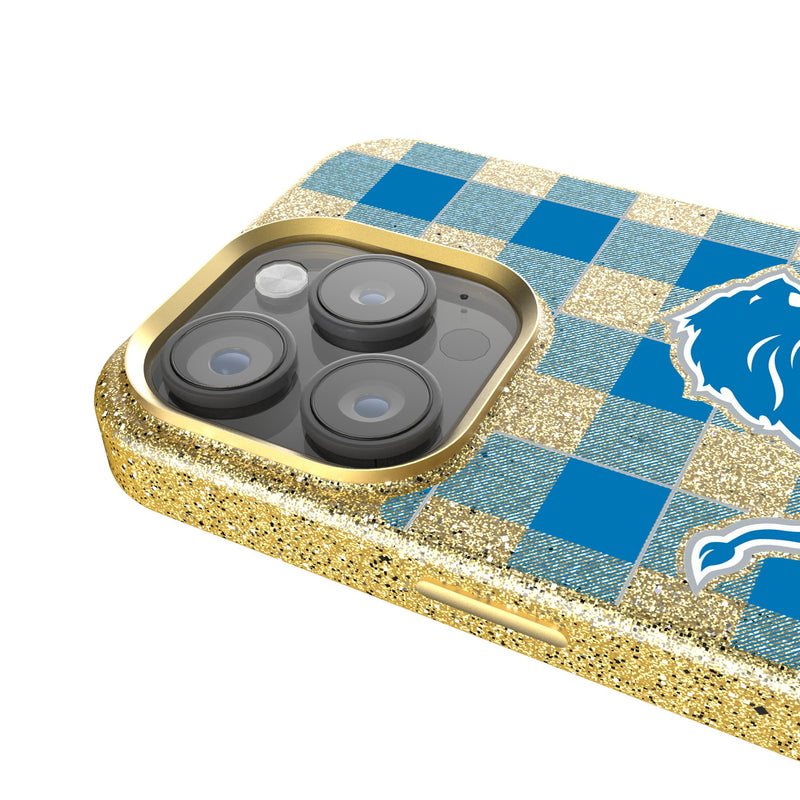 Detroit Lions Plaid iPhone Bling Phone Case Detail.Jpg