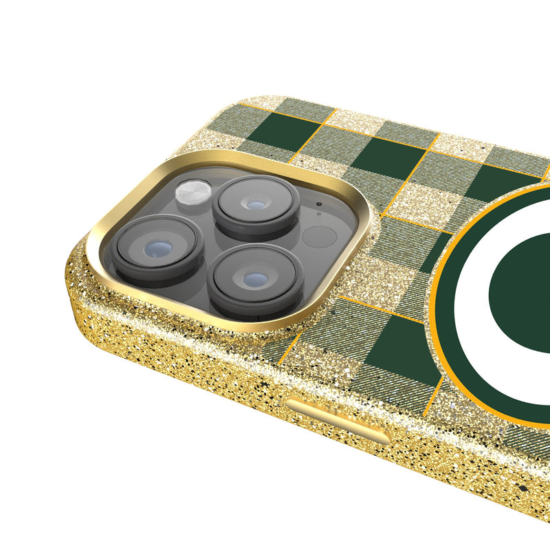 Green Bay Packers Plaid iPhone Bling Phone Case Detail.Jpg