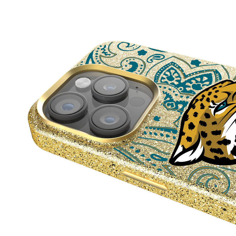 Jacksonville Jaguars Paisley iPhone Bling Phone Case Detail.Jpg