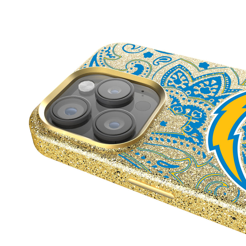 Los Angeles Chargers Paisley iPhone Bling Phone Case Detail.Jpg