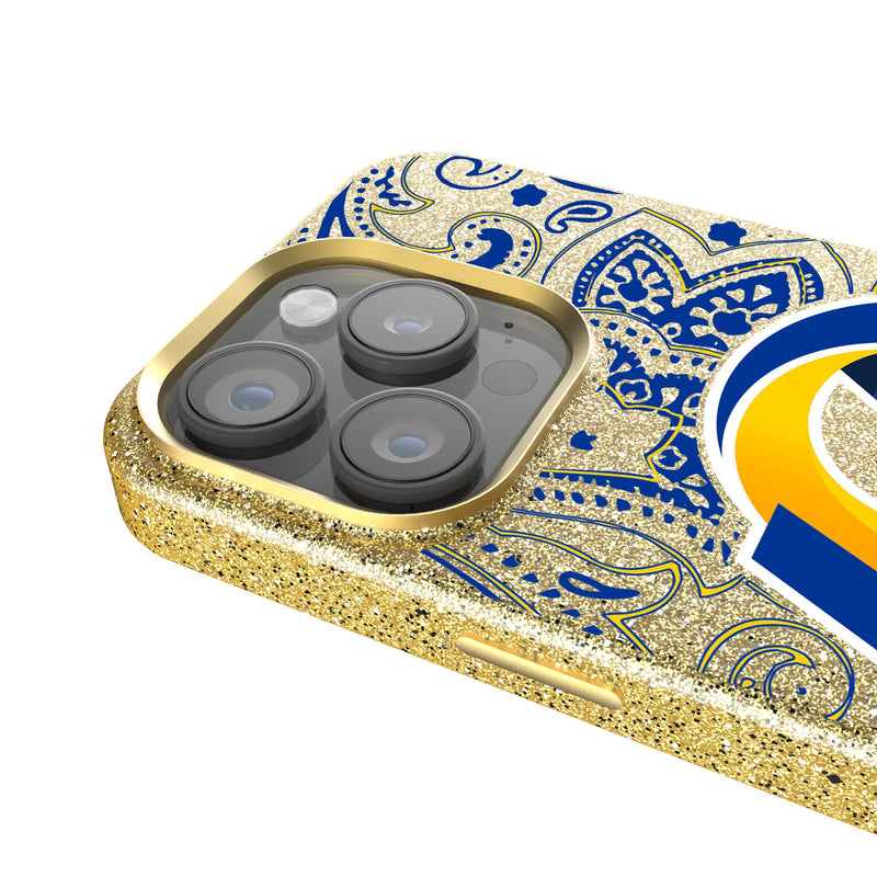 Los Angeles Rams Paisley iPhone Bling Phone Case Detail.Jpg