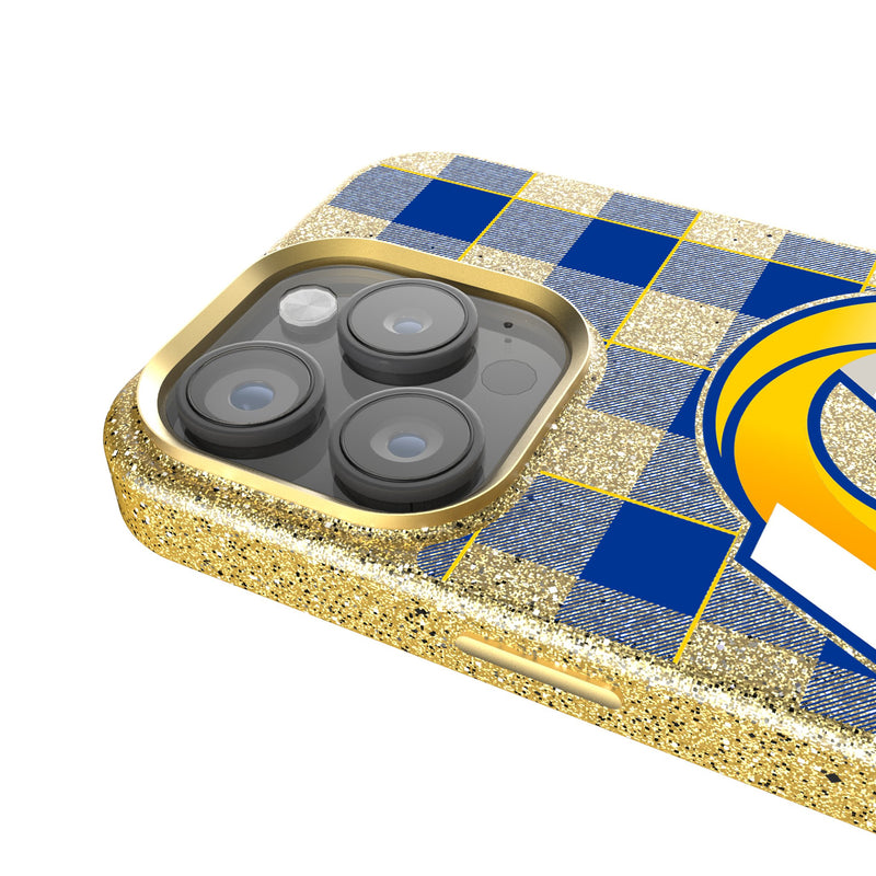 Los Angeles Rams Plaid iPhone Bling Phone Case Detail.Jpg