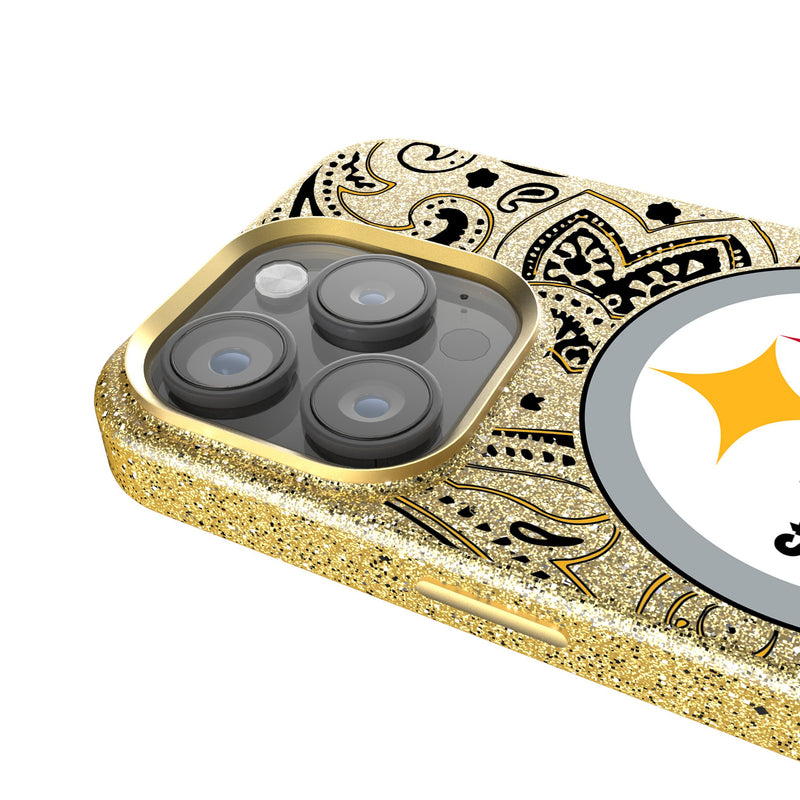 Pittsburgh Steelers Paisley iPhone Bling Phone Case Detail.Jpg