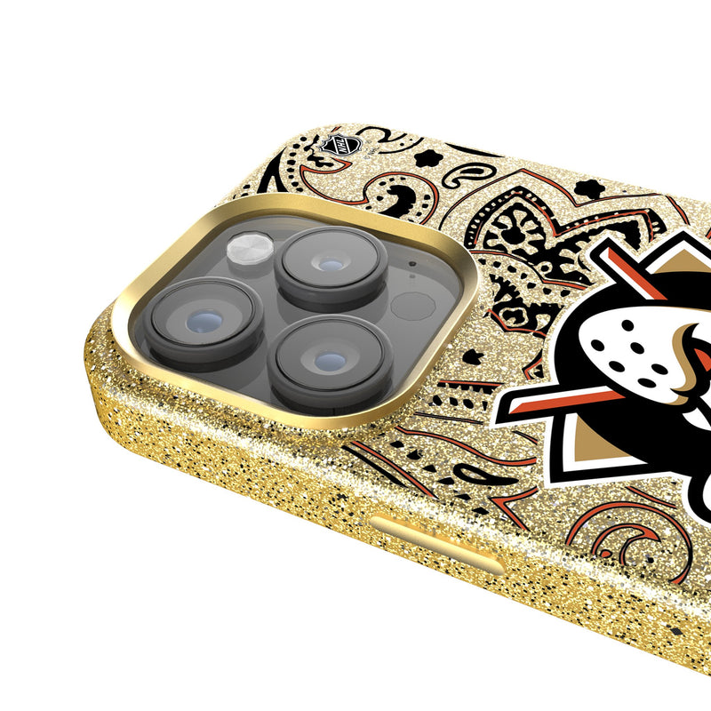 Anaheim Ducks Paisley iPhone Bling Phone Case Detail.Jpg