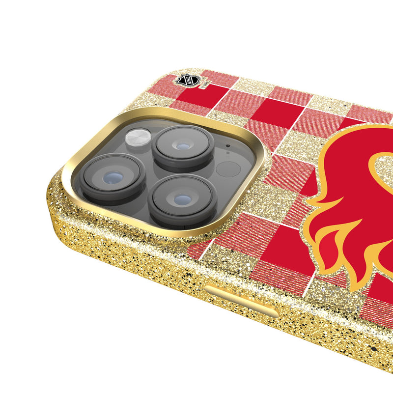 Calgary Flames Plaid iPhone Bling Phone Case Detail.Jpg