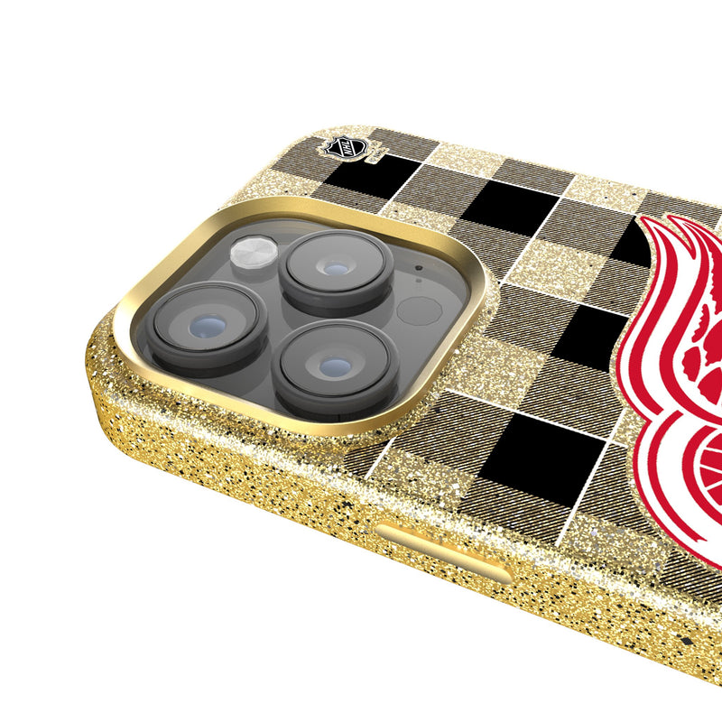 Detroit Red Wings Plaid iPhone Bling Phone Case Detail.Jpg