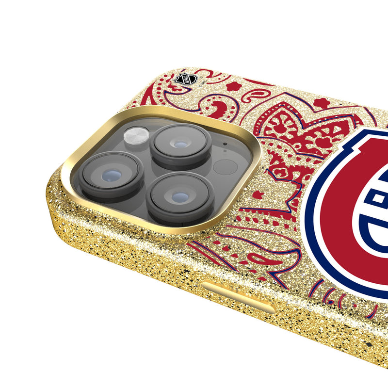 Montreal Canadiens Paisley iPhone Bling Phone Case Detail.Jpg