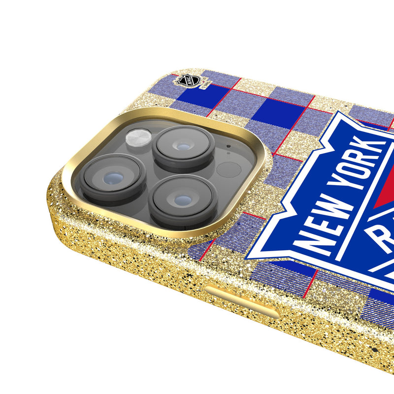 New York Rangers Plaid iPhone Bling Phone Case Detail.Jpg