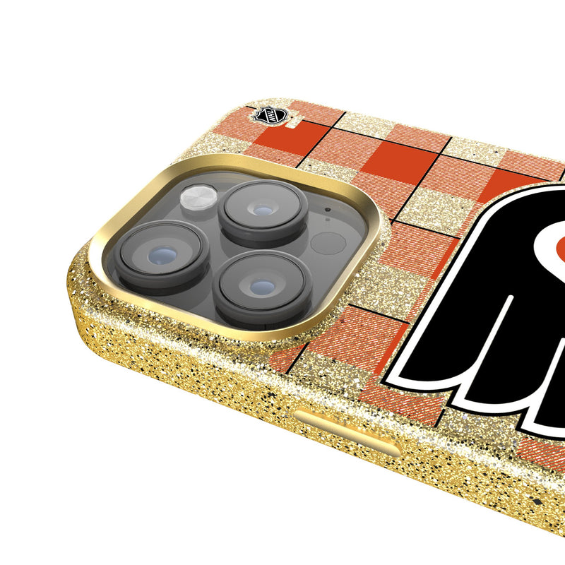 Philadelphia Flyers Plaid iPhone Bling Phone Case Detail.Jpg