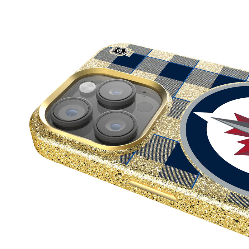 Winnipeg Jets Plaid iPhone Bling Phone Case Detail.Jpg