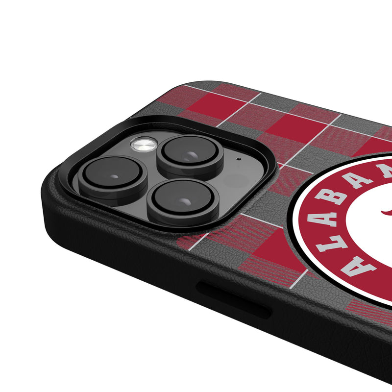 University of Alabama Crimson Tide Plaid iPhone MagSafe Compatible Phone Case Detail.Jpg